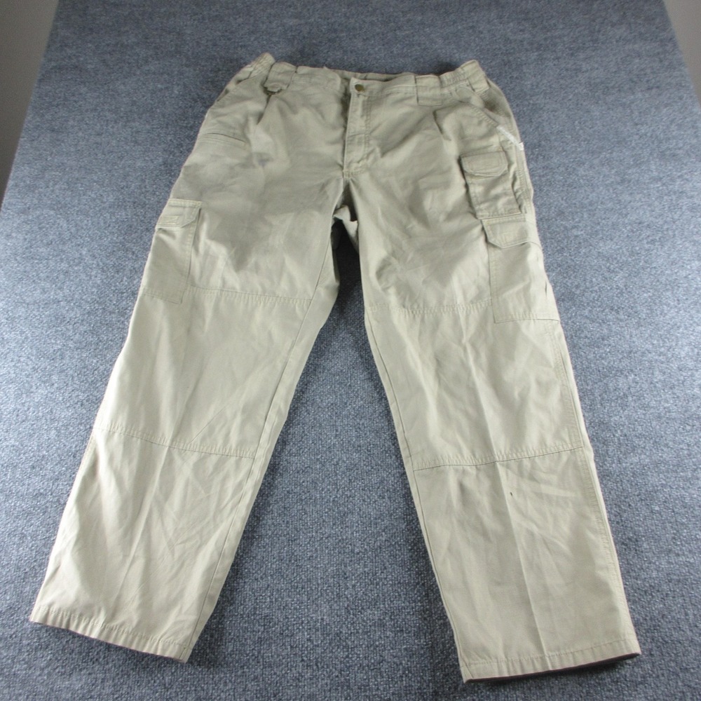 5.11 Tactical Cargo Pants Mens 36x29 Beige Ripstop Elastic Waist Workwear Hiking